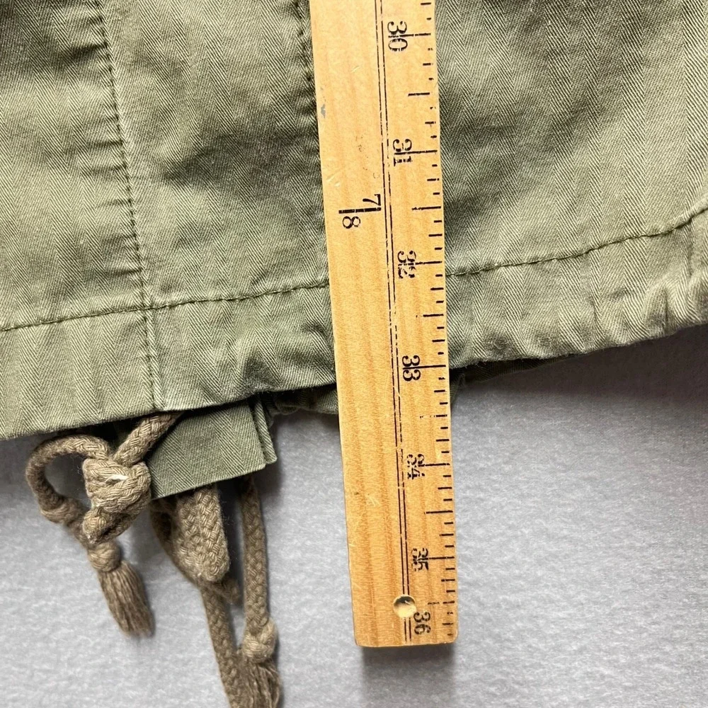 Free People Womens Olive Green Cotton Twill Military Field Jacket Fishtail Hem